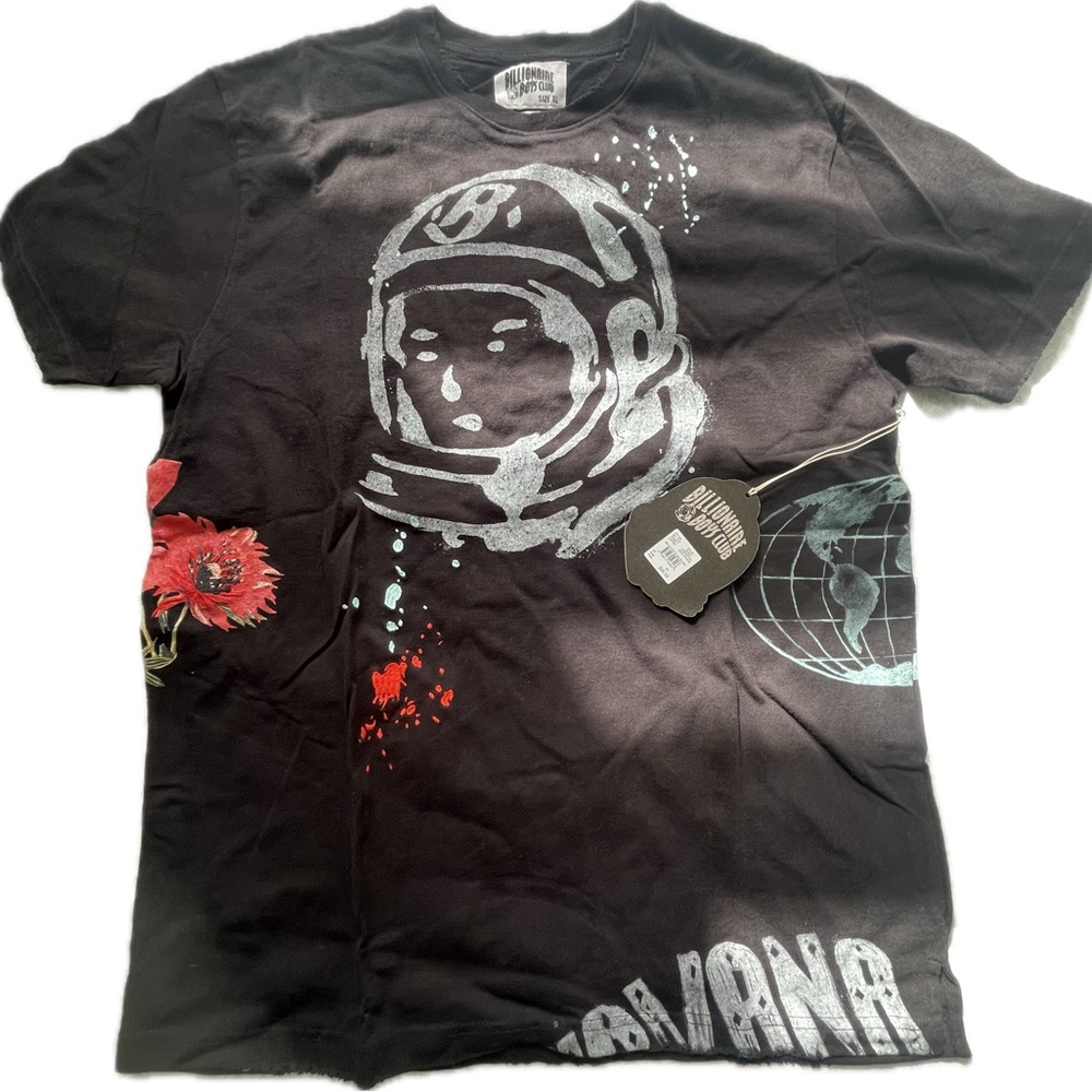 Billionaire Boys Club Black Tee with Silver Astronaut Graphic